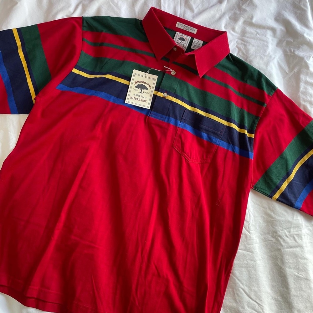 VINTAGE manhattan nature knit polo size XL